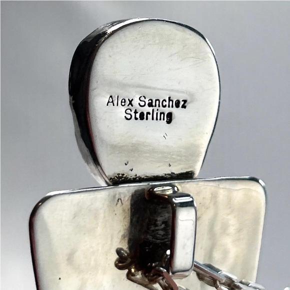 One of a kind silver and turquoise pendant with silver chain. - Picture 6 of 7